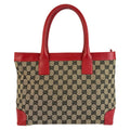 Gucci Red Beige GG Canvas Leather 002 Tote Shoulder