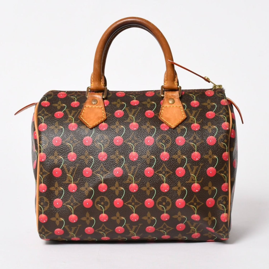 Louis Vuitton Speedy 25 Handbag Monogram Cherry Brown Takashi Murakami