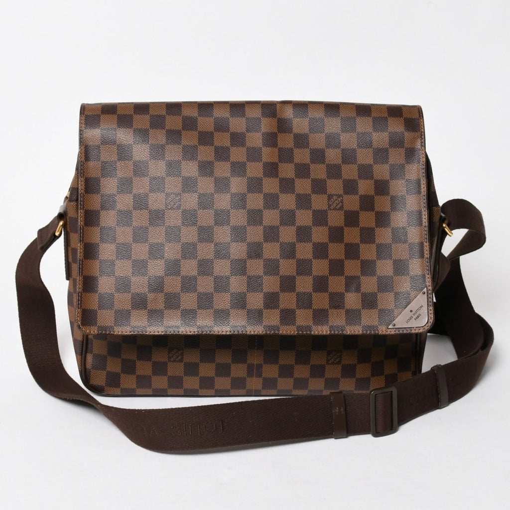 Louis Vuitton Shelton MM Damier Graphite Shoulder Bag Leather Brown Gold