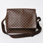 Louis Vuitton Shelton MM Damier Graphite Shoulder Bag Leather Brown Gold