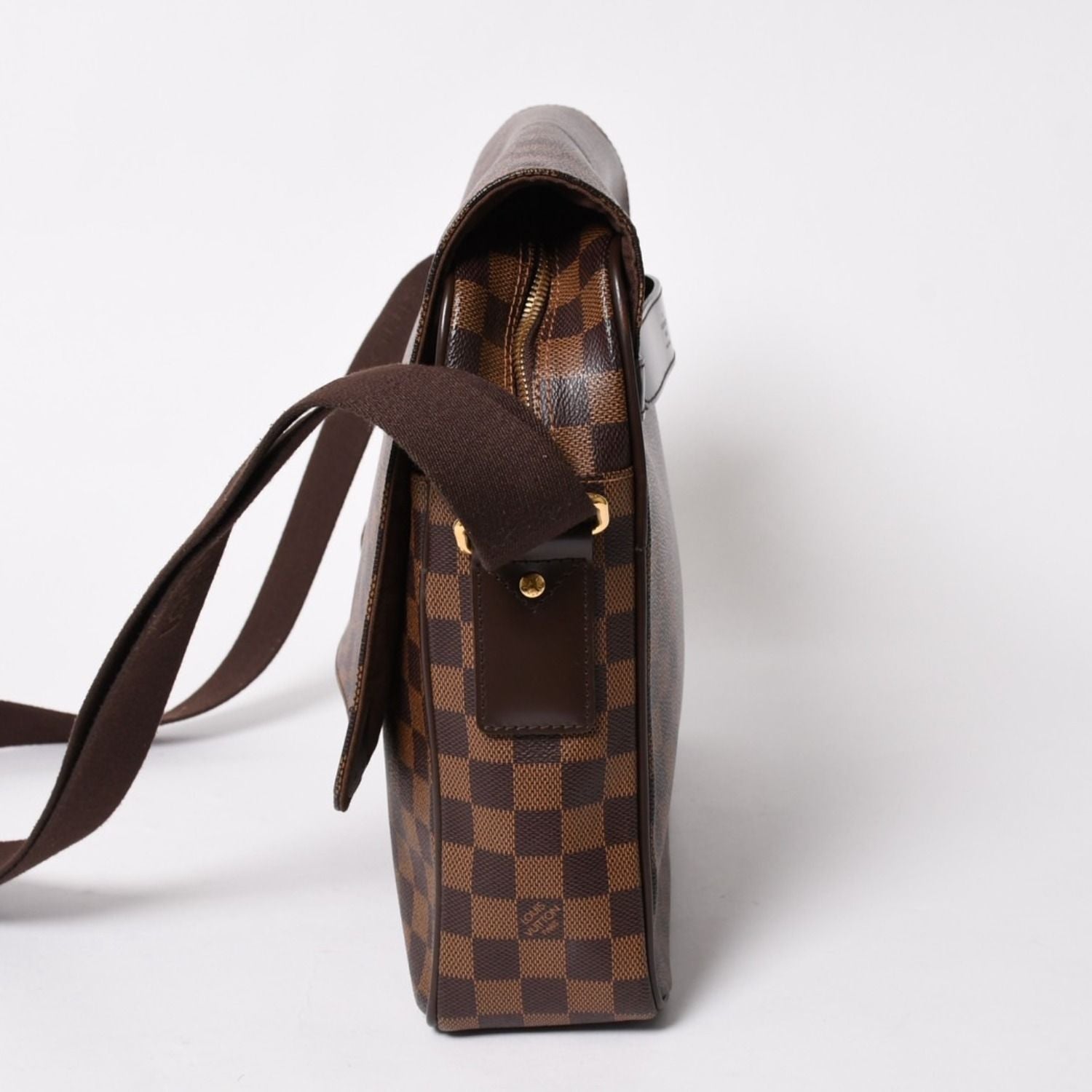 Louis Vuitton Shelton MM Damier Graphite Shoulder Bag Leather Brown Gold — view 4