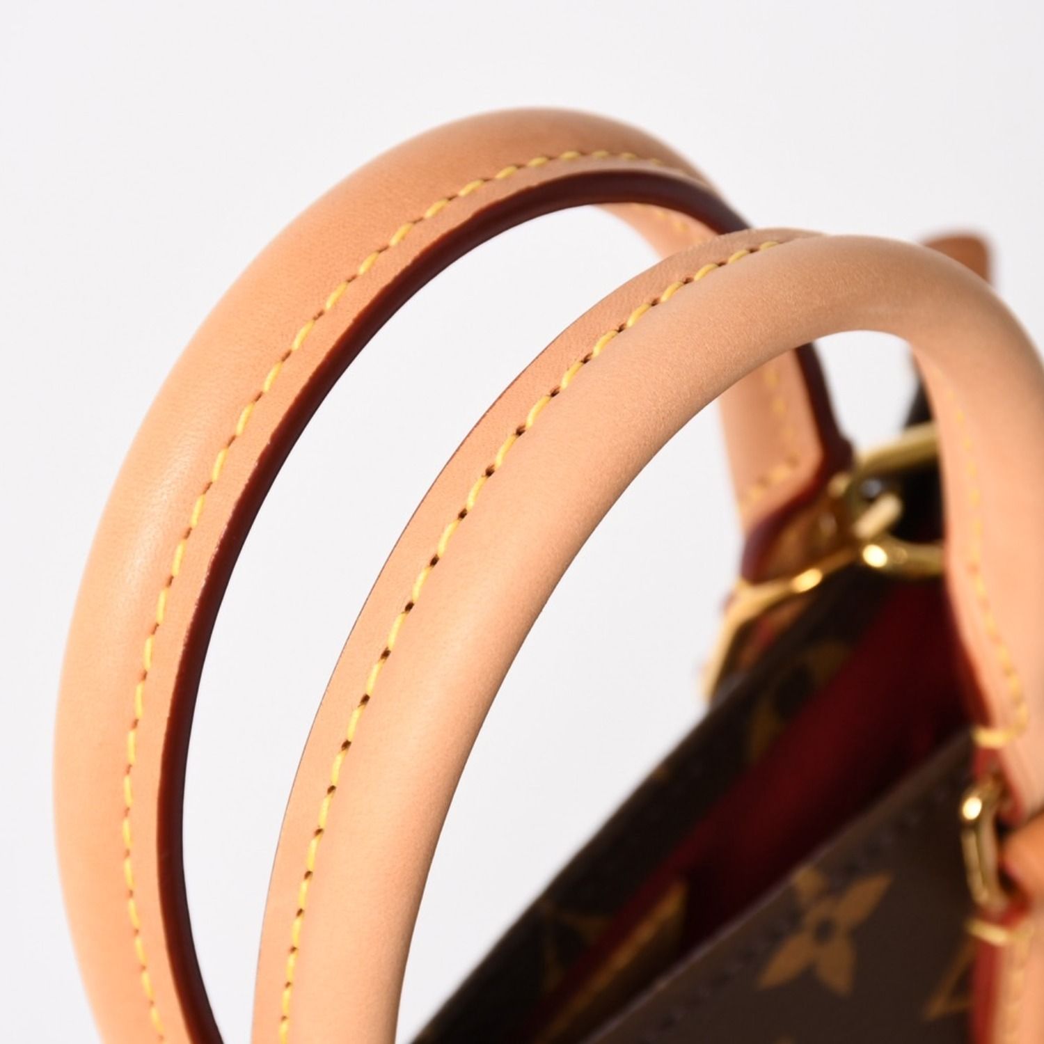 Louis Vuitton Sac Plat BB Monogram Shoulder Bag Leather Brown Gold — view 7