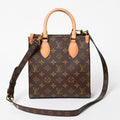 Louis Vuitton Sac Plat BB Monogram Shoulder Bag Leather Brown Gold