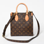 Louis Vuitton Sac Plat BB Monogram Shoulder Bag Leather Brown Gold