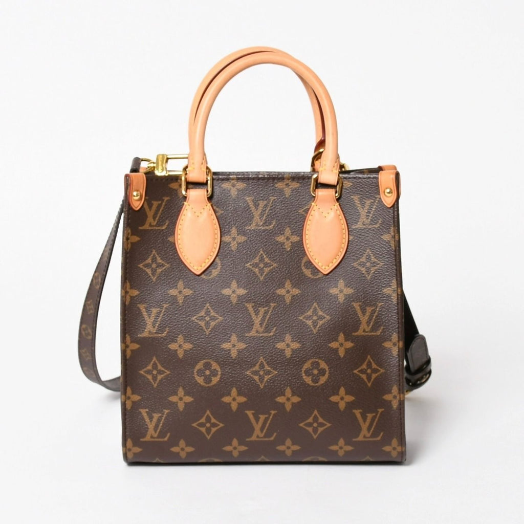 Louis Vuitton Sac Plat BB Monogram Shoulder Bag Leather Brown Gold — view 2