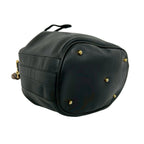 Gucci Vintage Bamboo Logo Leather 2-Way Shoulder Bag Drawstring Black — view 7