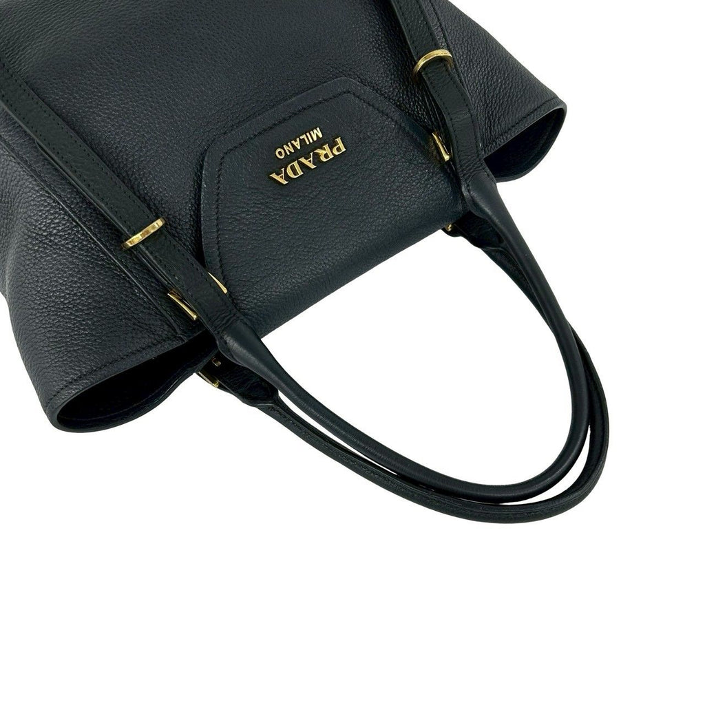 Prada Logo Leather 2-Way Shoulder Bag Mini Tote Black — view 4