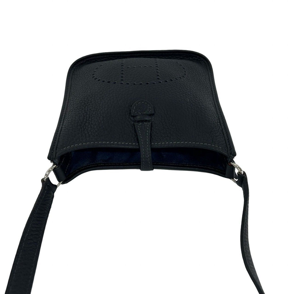 Hermes Evelyne TPM Logo Taurillon Clemence Mini Shoulder Bag Pochette Blue — view 4