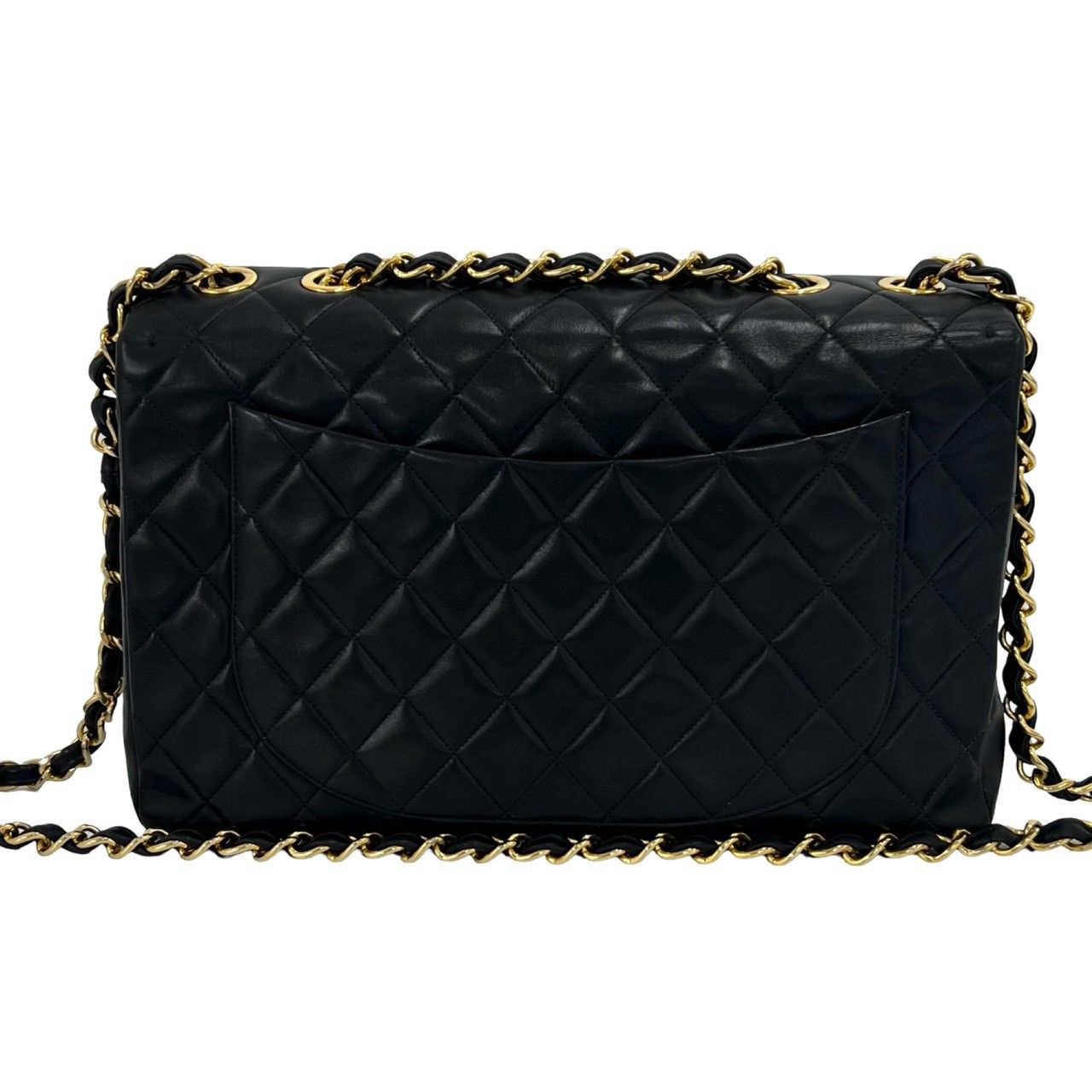 Chanel With Vintage Big Quilted CC Logo Lambskin Shoulder Bag Black — view 3