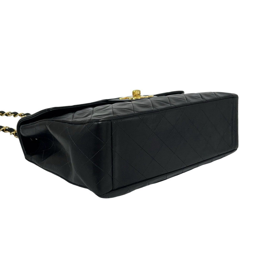 Chanel With Vintage Big Quilted CC Logo Lambskin Shoulder Bag Black — view 7