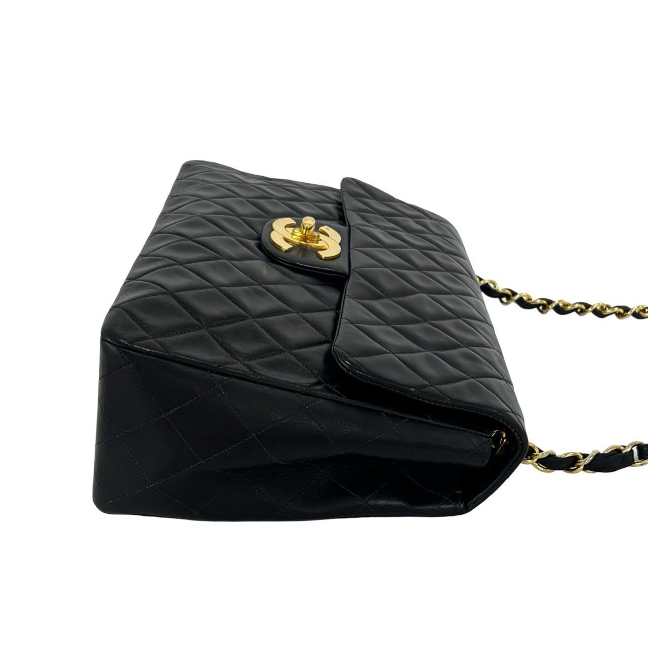 Chanel With Vintage Big Quilted CC Logo Lambskin Shoulder Bag Black — view 6