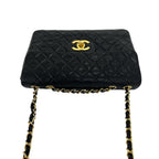 Chanel With Vintage Big Quilted CC Logo Lambskin Shoulder Bag Black — view 4