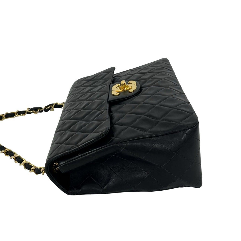 Chanel With Vintage Big Quilted CC Logo Lambskin Shoulder Bag Black — view 5