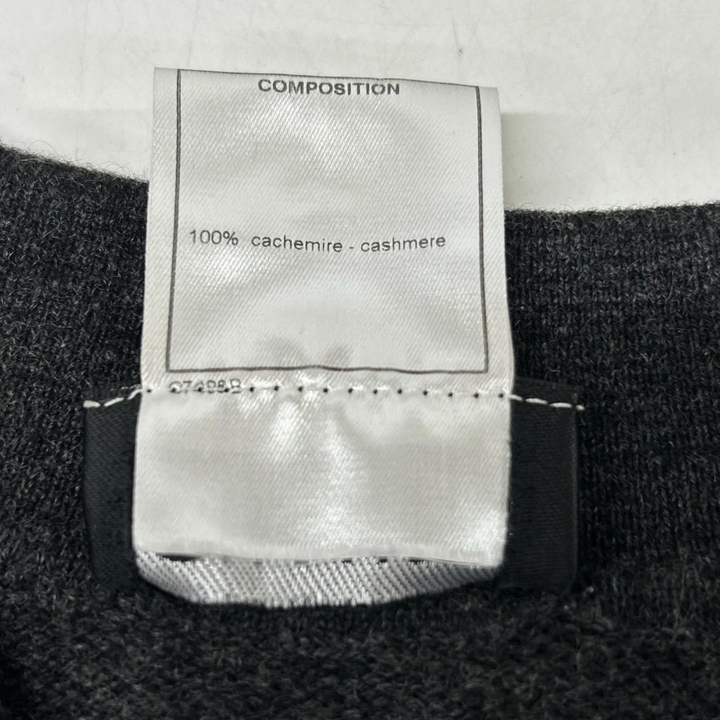 Chanel Collared Knit Top Cashmere Shell Button Gray 38 Sweater — view 5