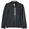 Chanel Collared Knit Top Cashmere Shell Button Gray 38 Sweater