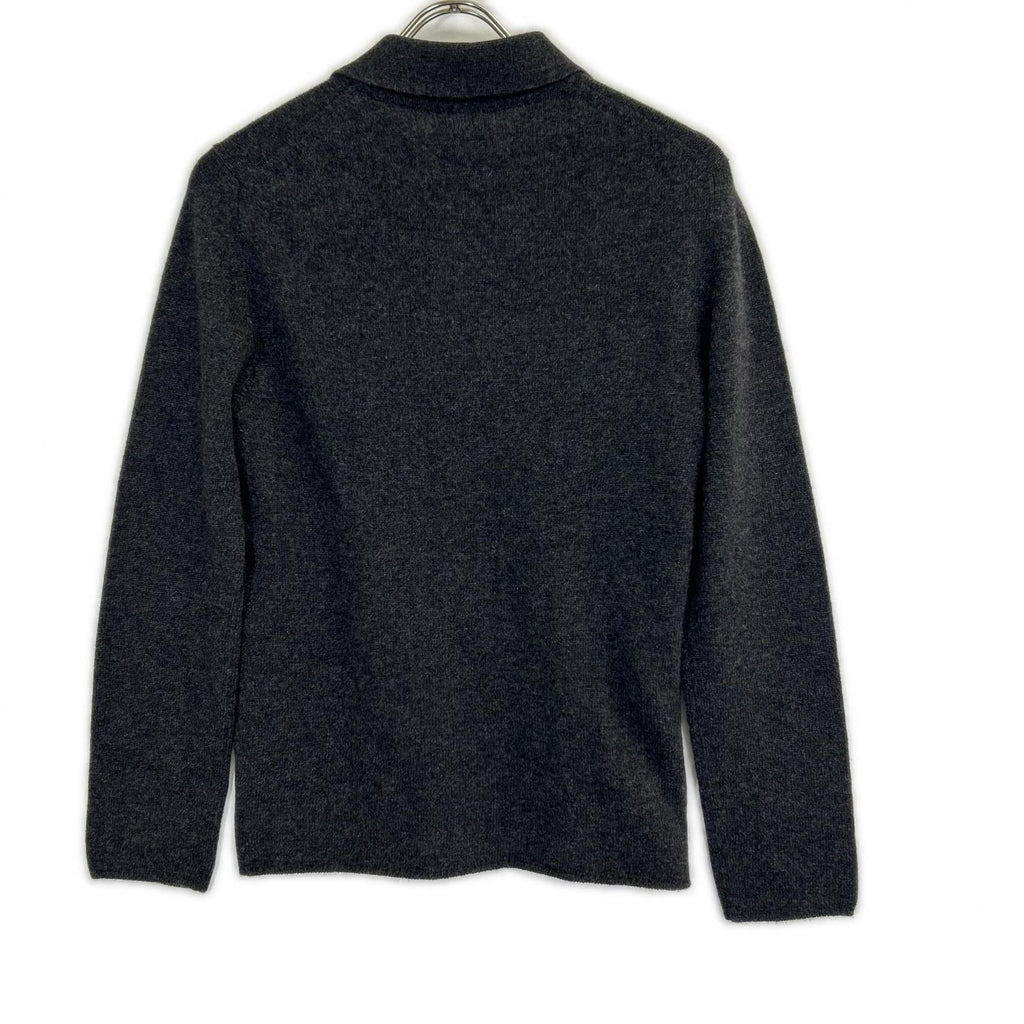 Chanel Collared Knit Top Cashmere Shell Button Gray 38 Sweater — view 2