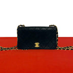 Chanel Vintage Quilted CC Logo Full Flap Lambskin Shoulder Bag Black