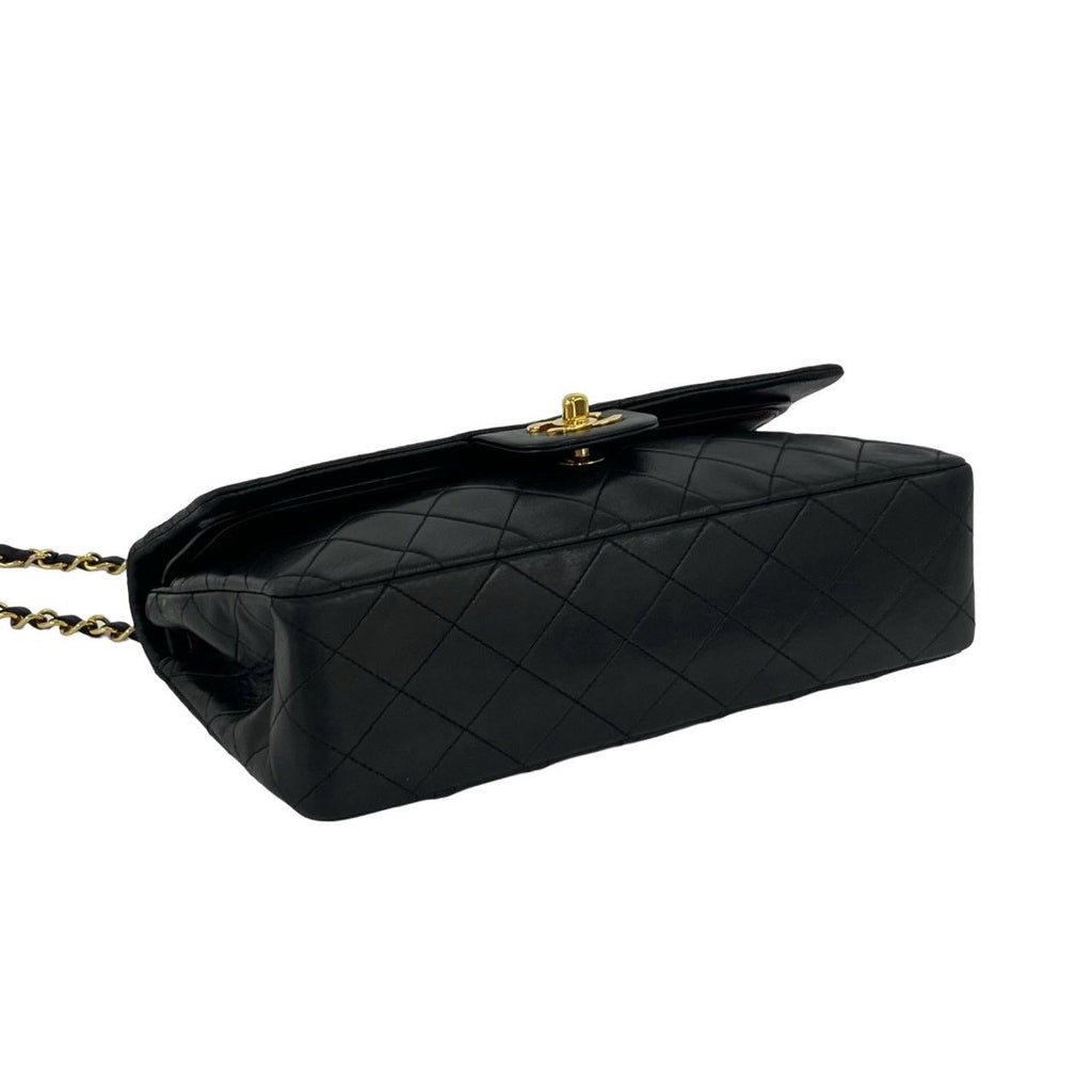 Chanel Vintage Quilted CC Logo Full Flap Lambskin Shoulder Bag Black — view 7
