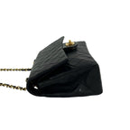 Chanel Vintage Quilted CC Logo Full Flap Lambskin Shoulder Bag Black — view 5