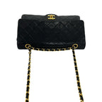 Chanel Vintage Quilted CC Logo Full Flap Lambskin Shoulder Bag Black — view 4