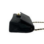 Chanel Vintage Quilted CC Logo Full Flap Lambskin Shoulder Bag Black — view 6