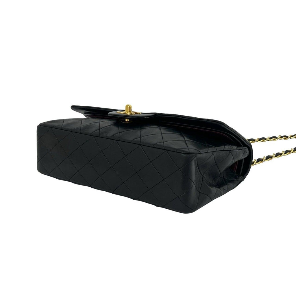 Chanel Vintage Quilted CC Logo Full Flap Lambskin Shoulder Bag Black — view 8