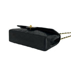 Chanel Vintage Quilted CC Logo Full Flap Lambskin Shoulder Bag Black — view 8