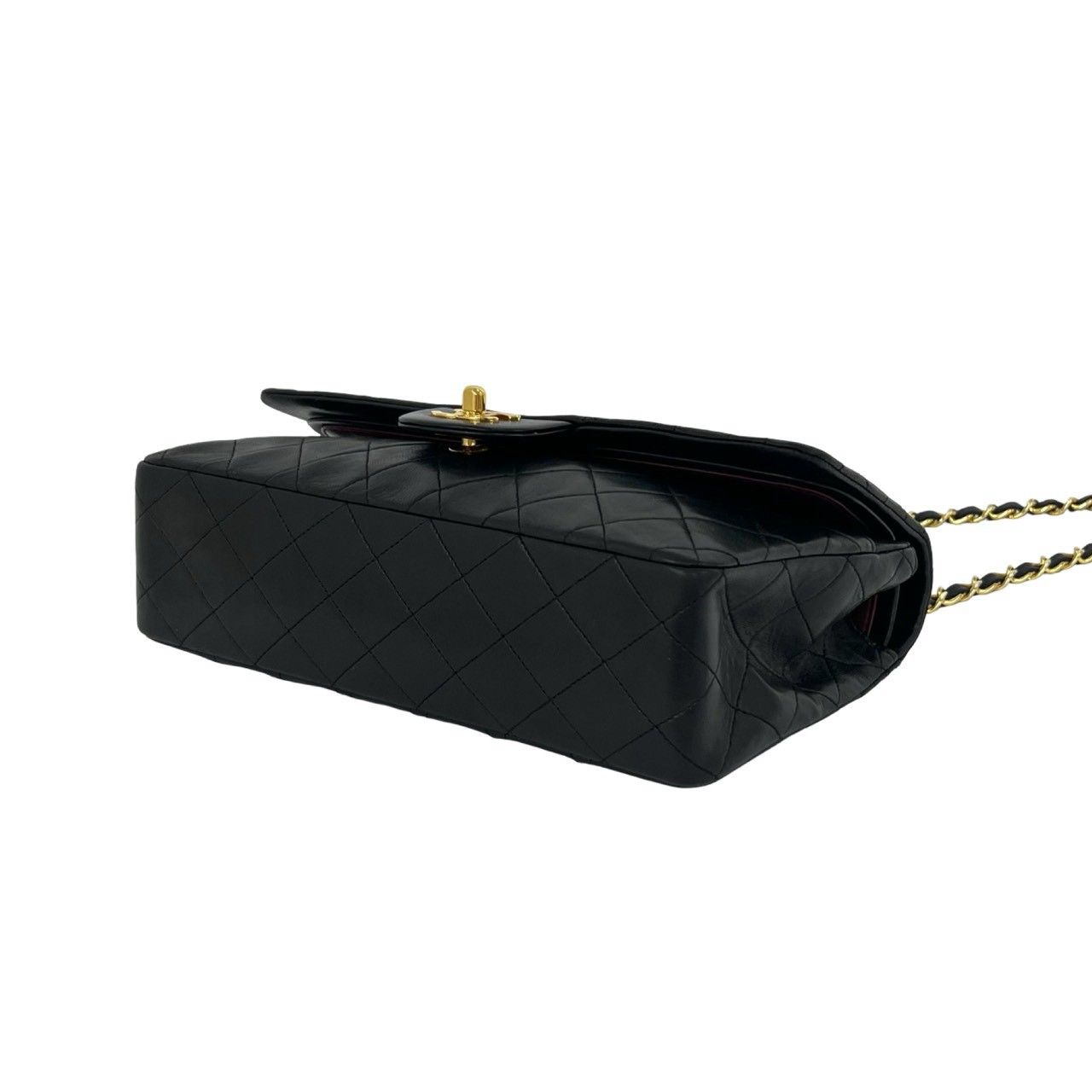 Chanel Vintage Quilted CC Logo Full Flap Lambskin Shoulder Bag Black — view 8
