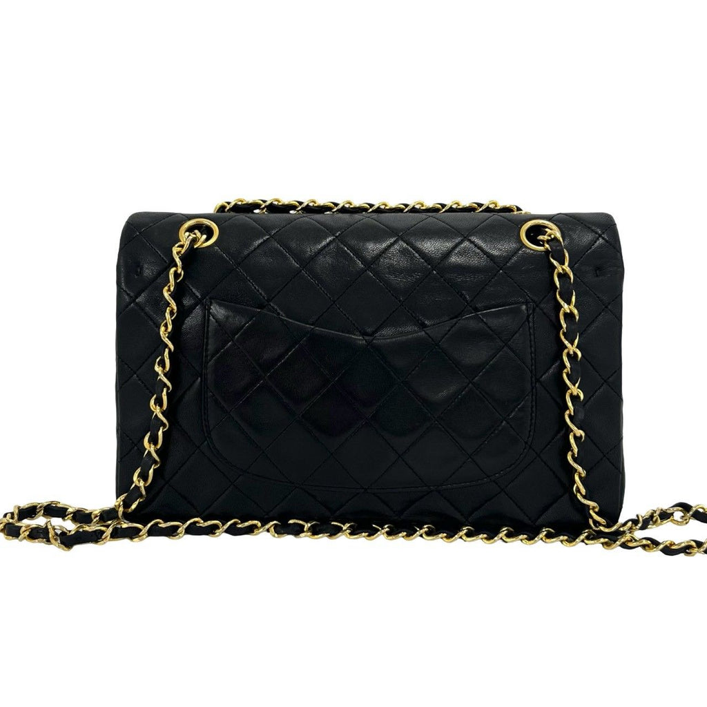 Chanel Vintage Quilted CC Logo Full Flap Lambskin Shoulder Bag Black — view 3