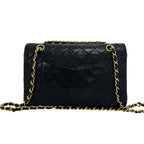 Chanel Vintage Quilted CC Logo Full Flap Lambskin Shoulder Bag Black — view 3