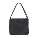 Prada Tessuto Black Silver Nylon Tote Shoulder