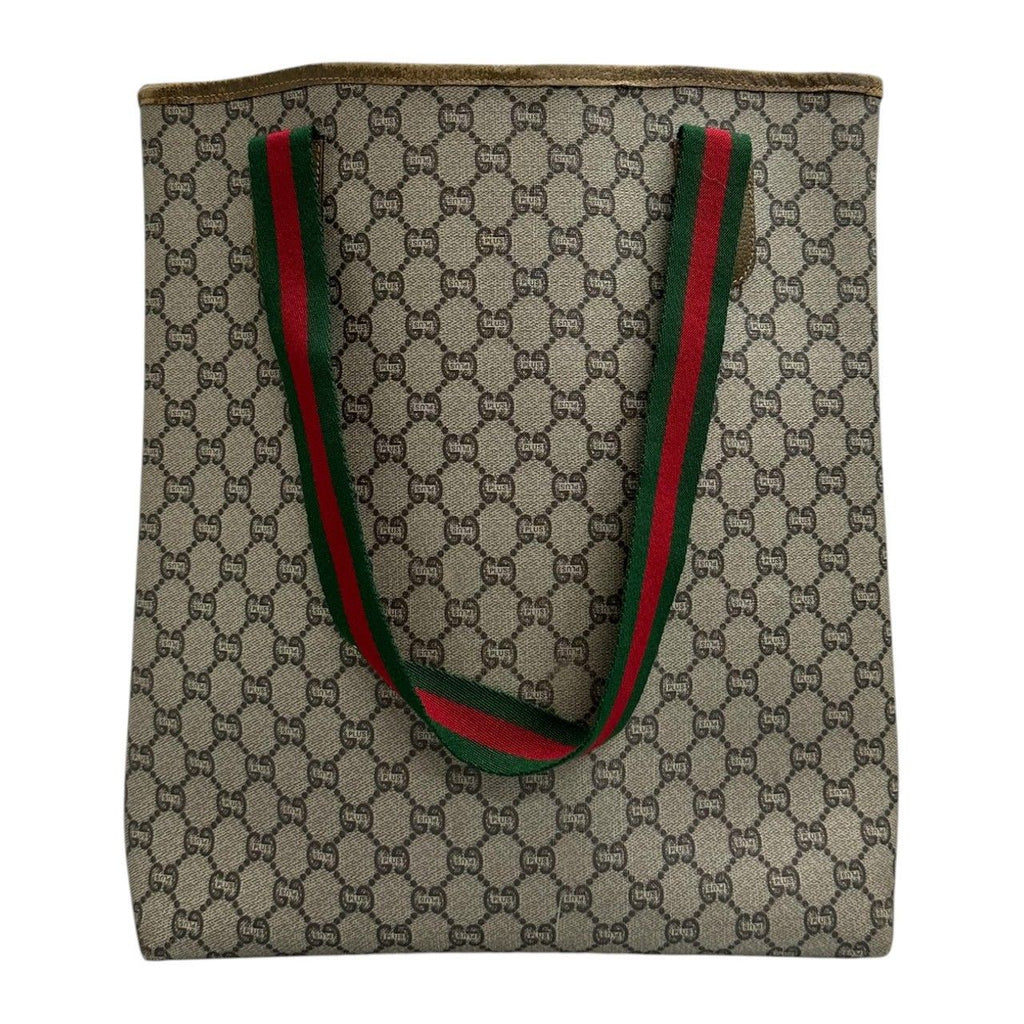 Gucci GG Plus Brown Supreme Canvas Leather Tote — view 2