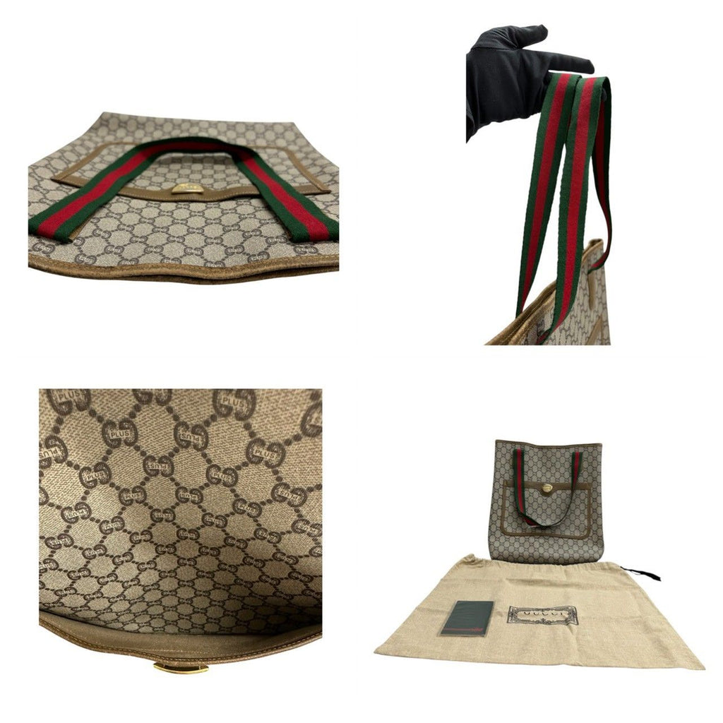 Gucci GG Plus Brown Supreme Canvas Leather Tote — view 8
