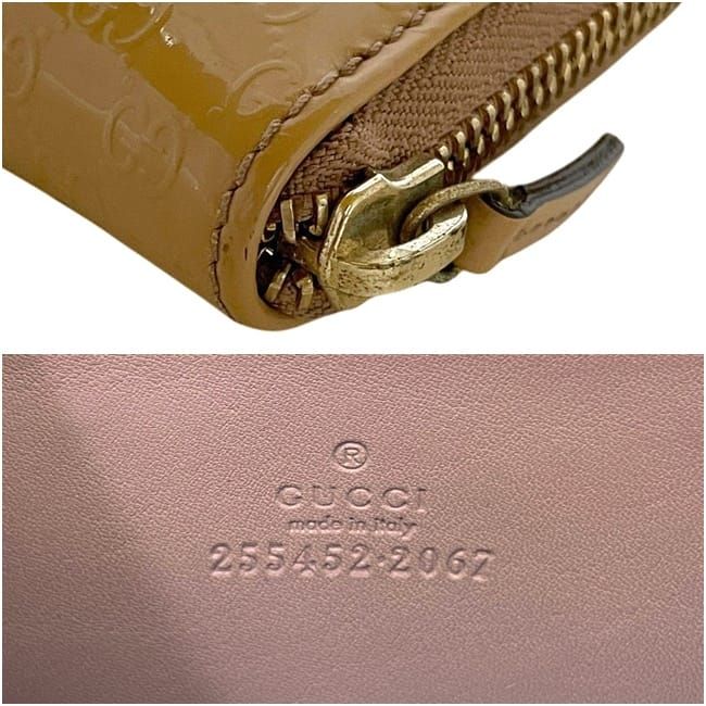 Gucci Coin Case Pouch Micro Guccissima Patent Leather Beige GG Zipper — view 6