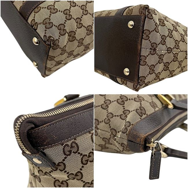 Gucci Tote GG Canvas Leather Beige Brown — view 7