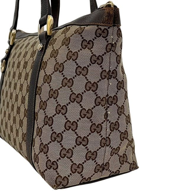 Gucci Tote GG Canvas Leather Beige Brown — view 4