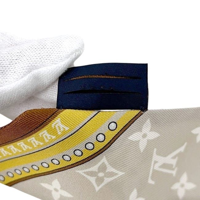 Louis Vuitton Ribbon Scarf Bandeau BB Ultimate Monogram Silk White Chain Pattern — view 5