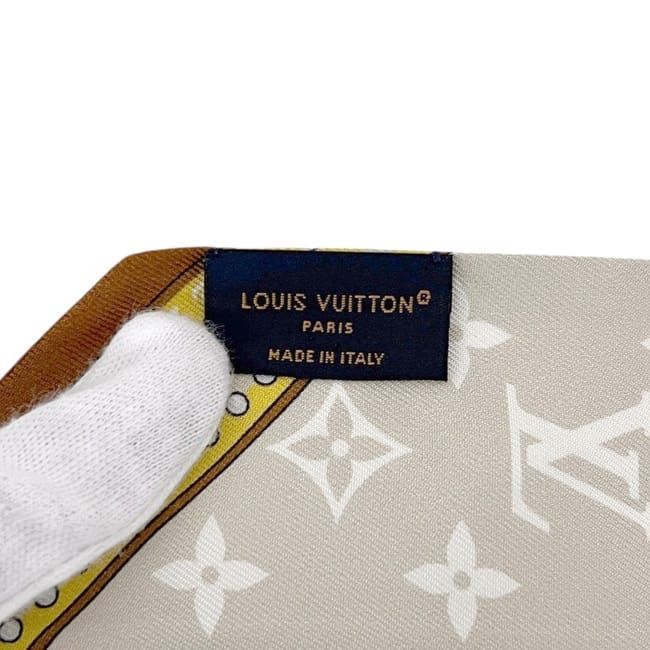 Louis Vuitton Ribbon Scarf Bandeau BB Ultimate Monogram Silk White Chain Pattern — view 4