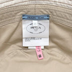 Prada Hat Bakeha Denim Bucket Hat Cotton Ecru Beige Natural White — view 8