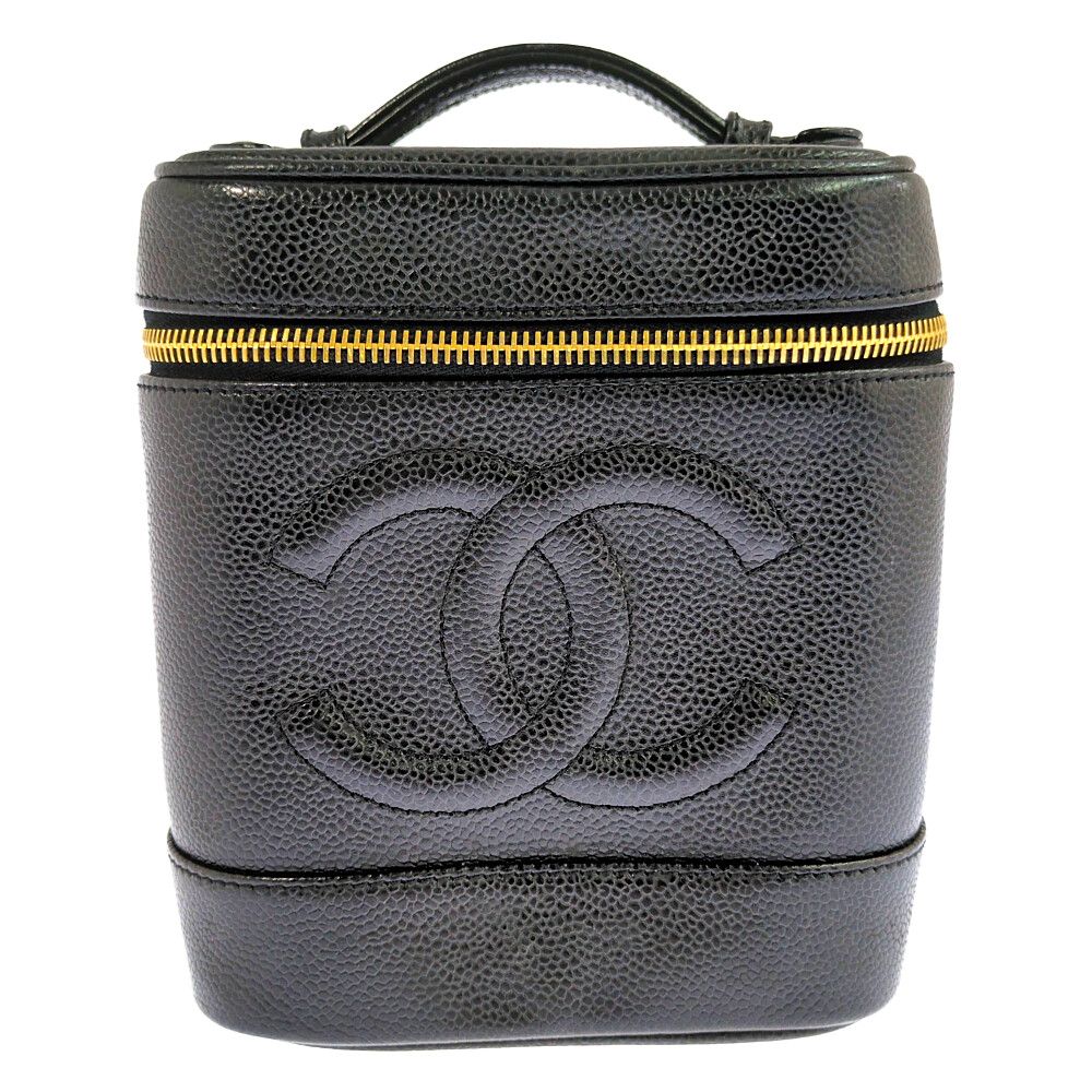 Chanel Caviar Leather Vanity Bag Handbag Black