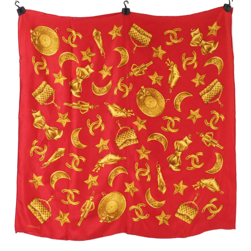 Chanel Vintage CC Logo All Over Print Silk Scarf