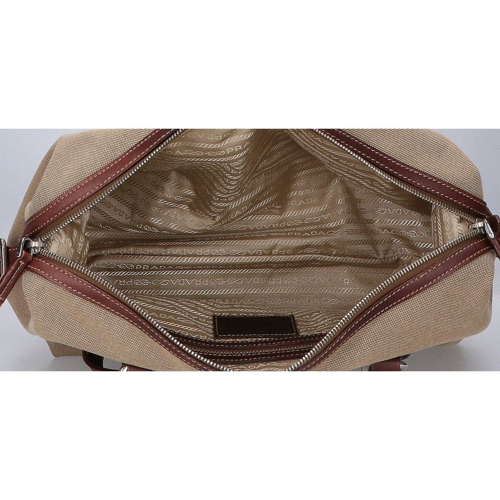 Prada Logo Jacquard Leather Handbag — view 5