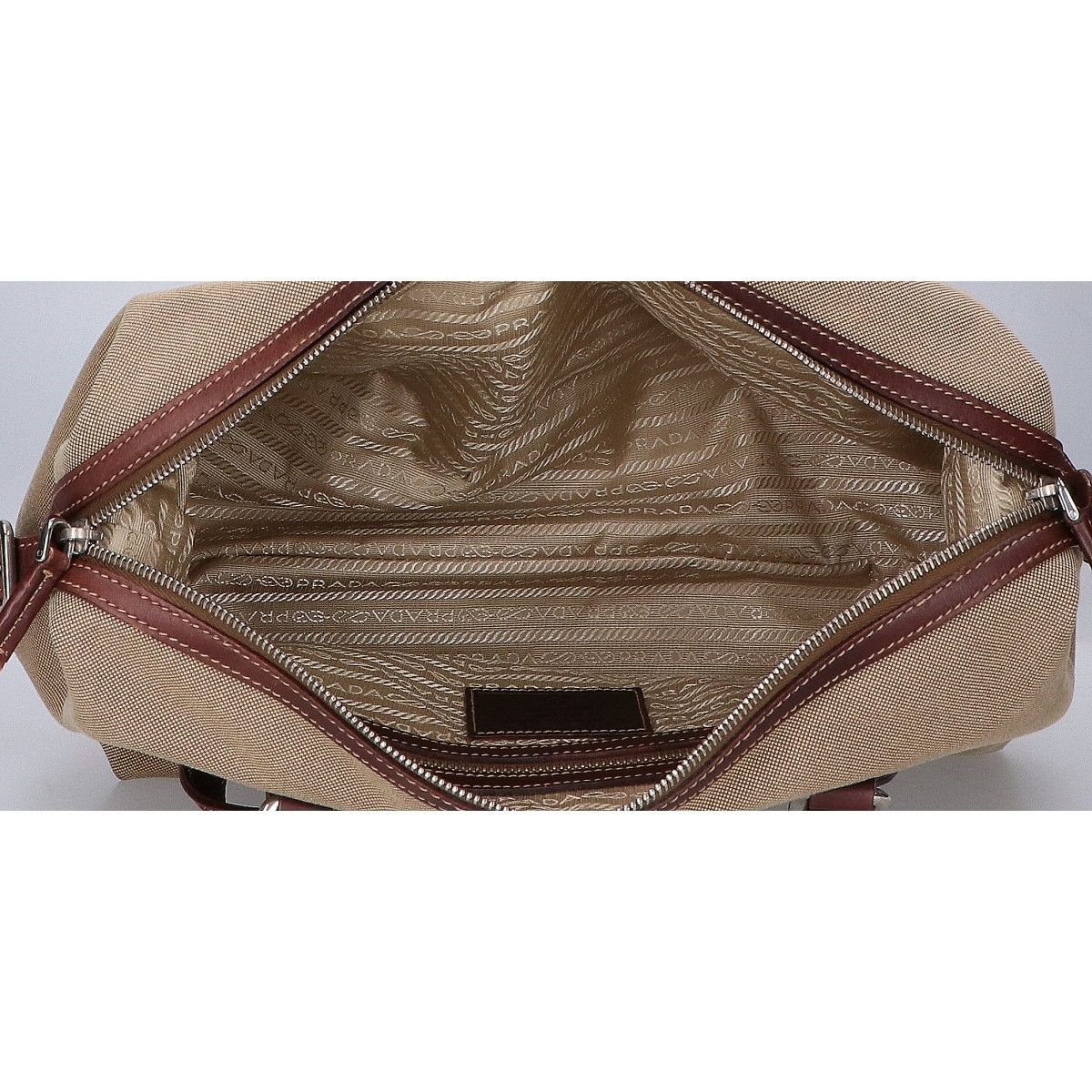 Prada Logo Jacquard Leather Handbag — view 5