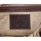 Prada Logo Jacquard Leather Handbag — view 6