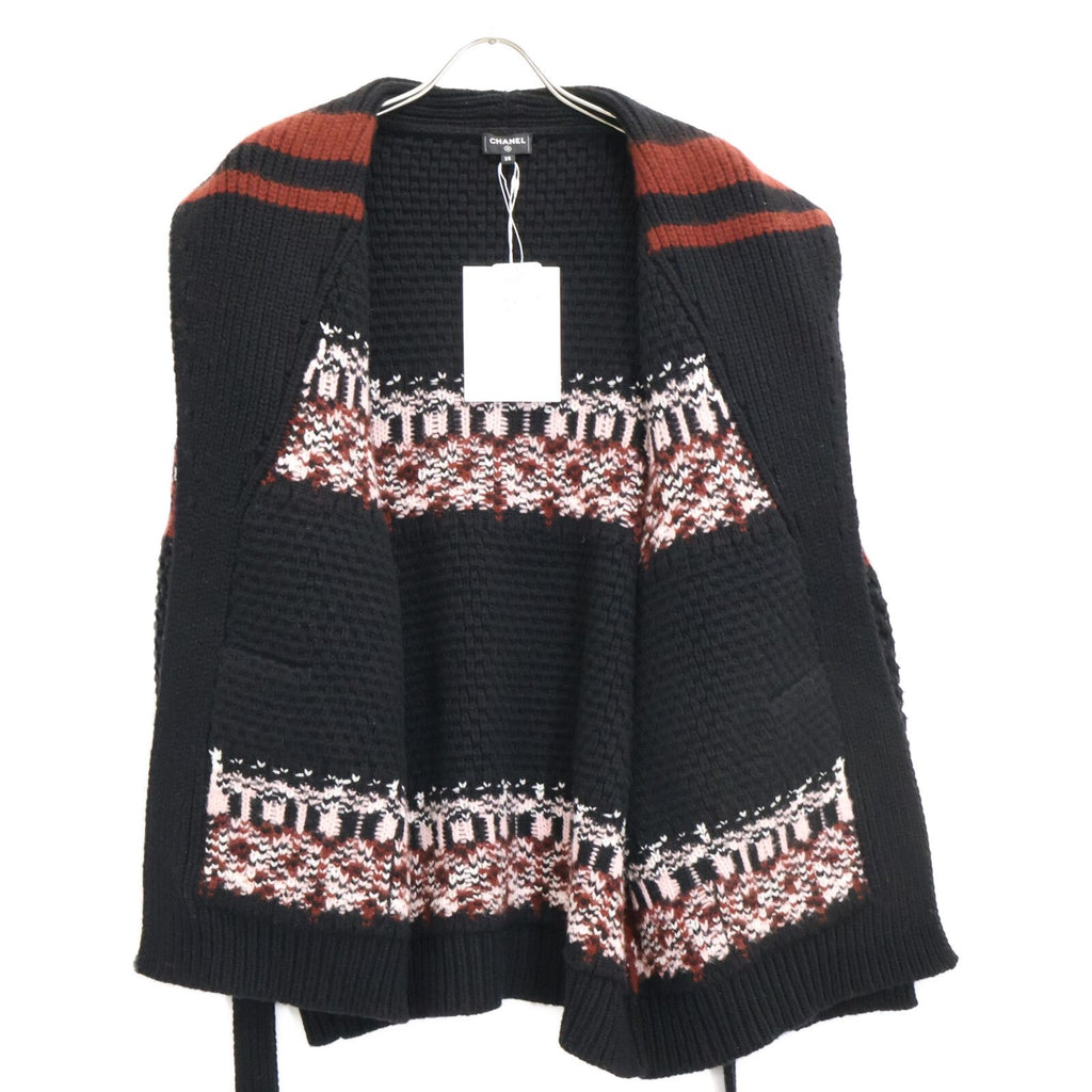 Chanel CC Logo Cashmere Silk Knit Gown Jacket with Belt 38 — view 2