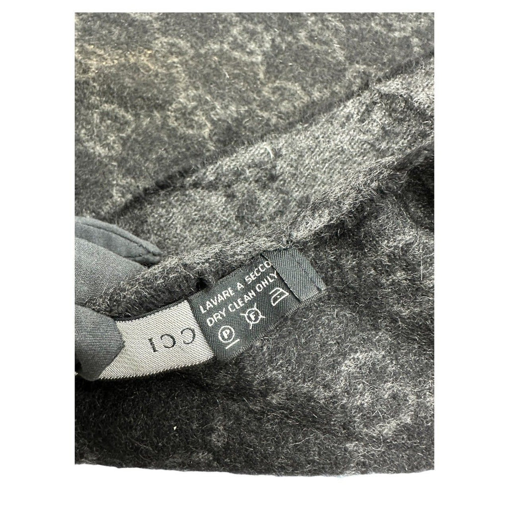Gucci GG Gray Black Fringe Scarf — view 4