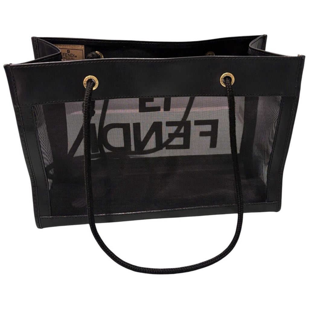 Fendi Mesh Black Gold Leather Tote — view 2