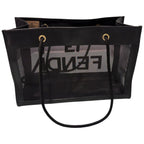 Fendi Mesh Black Gold Leather Tote — view 2