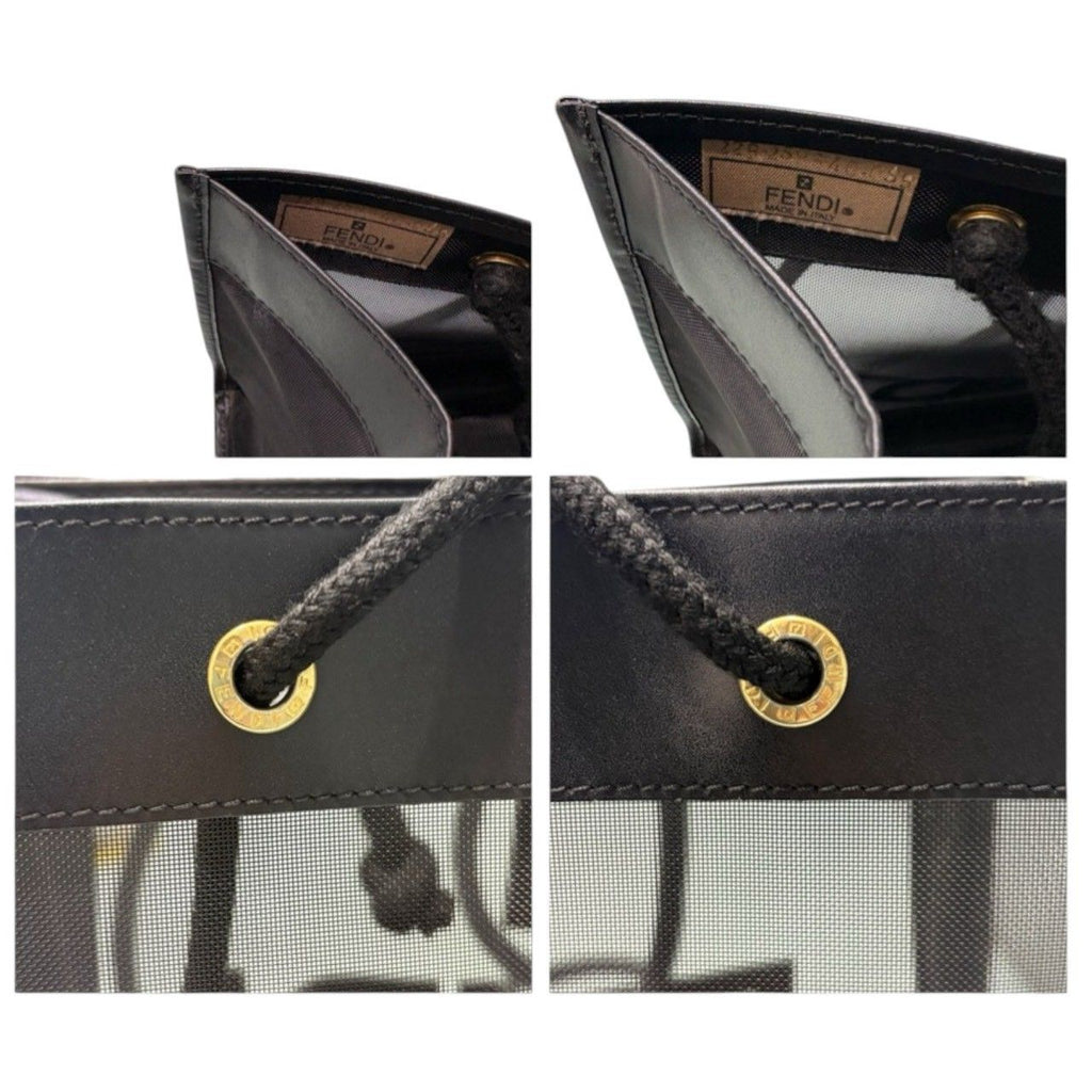 Fendi Mesh Black Gold Leather Tote — view 7