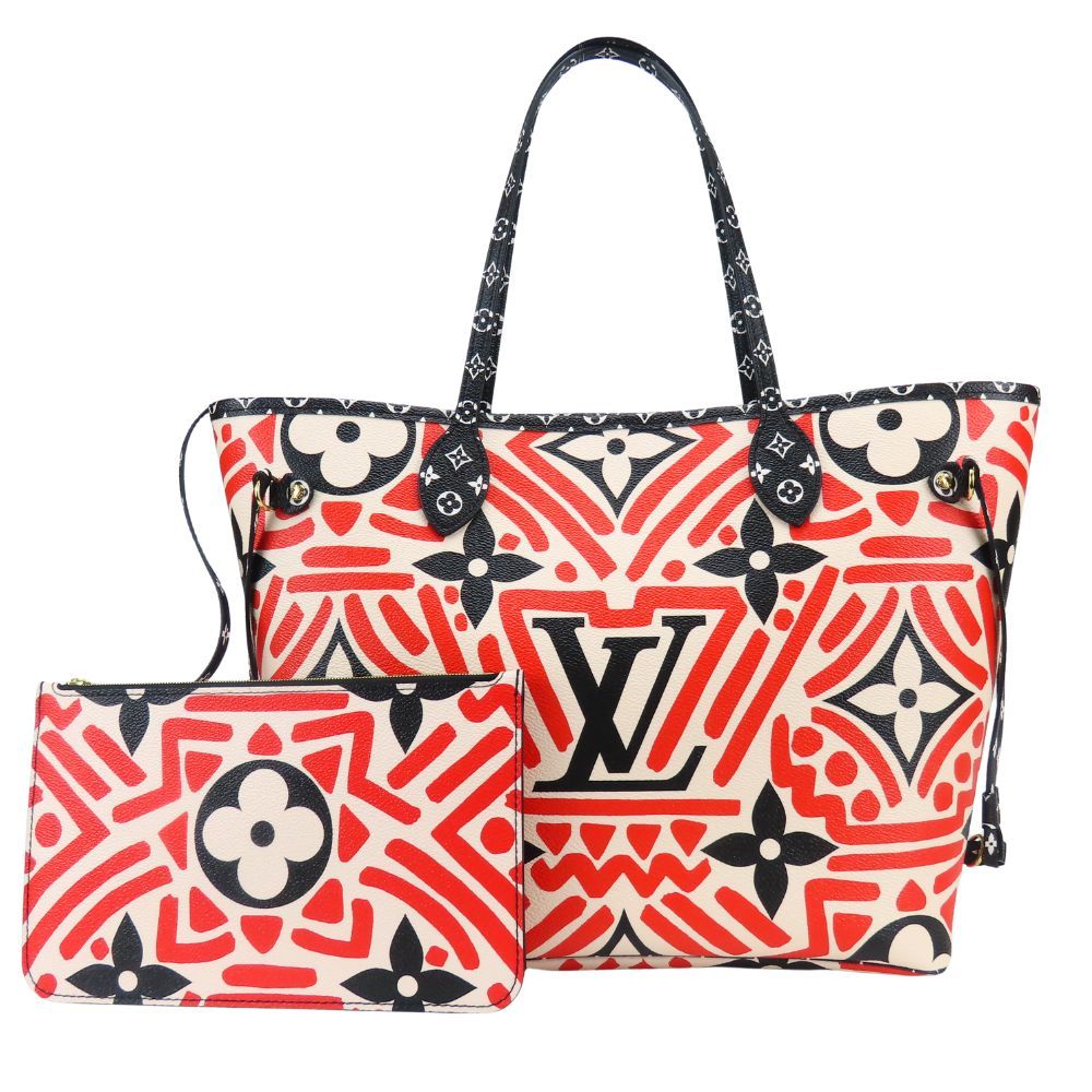 Louis Vuitton Tote Bag Neverfull MM Crafty Monogram Giant Cream Rouge White Black